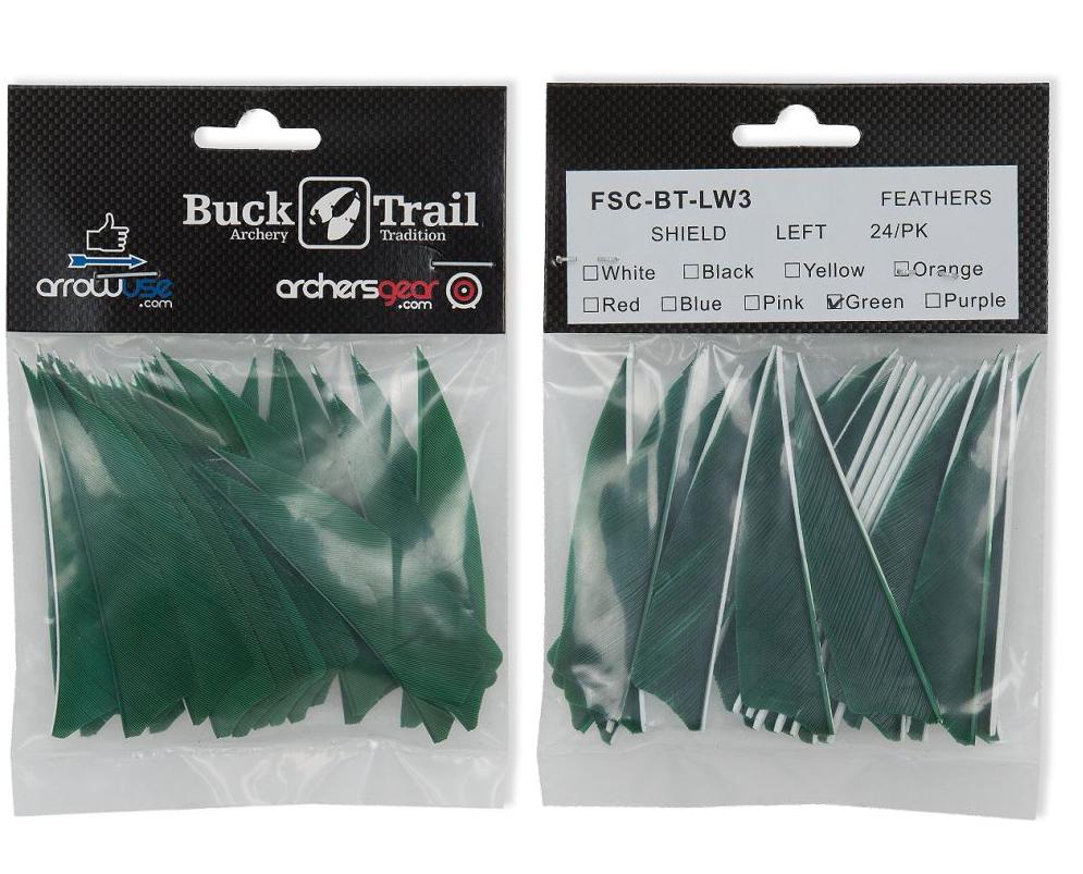 Оперение натуральное SHIELD 3" зеленое 24/шт